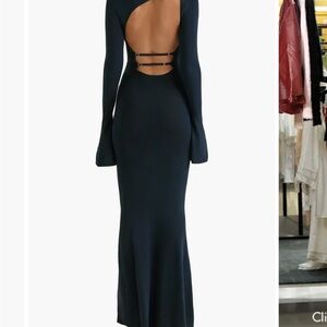 House of CB Black Backless Bell Sleeve Bodycon Dress